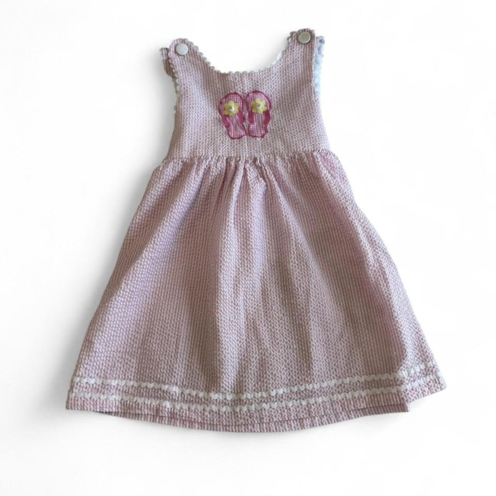 Lil Cactus Girls Dress Size 5T –‎ Pink & White Striped Vintage-Style Sundress
